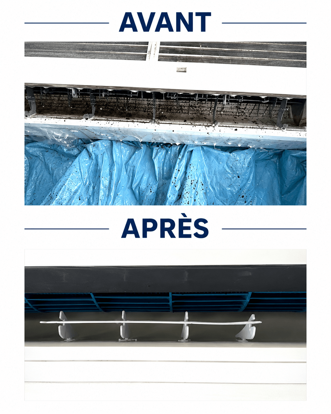 Climatisation avant et après nettoyage et entretien par Instant Chauffage & Climatisation à Chalon-sur-Saône
